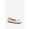 Dámské ekokožené baleríny s mašlí a broží bílé Satris (Veľkosť 37)