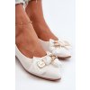 Dámské ekokožené baleríny s mašlí a broží bílé Satris (Veľkosť 37)