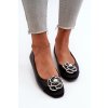 Dámské baleríny z ekologické kůže s ozdobným prvkem černé Divinella (Veľkosť 36)