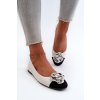 Biele dámske balerínky z eko kože na rovnej podrážke, kód produktu T601P WHITE