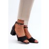 Čierne dámske textilné sandále na nízkom podpätku s eko koženou vložkou a nastaviteľnou prackou, kód produktu 8738 BLACK