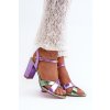 Fialové dámske sandále na stĺpovom podpätku s eko kožou, kód produktu M366 PURPLE