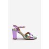 Fialové dámske sandále na stĺpovom podpätku s eko kožou, kód produktu M366 PURPLE