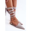 Šedé baleríny z ekologického semiše s špičatými špičkami ellesara / JH257P GREY (Veľkosť 36)