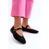 Černé baleríny z eko-semiše se zapínáním na přezku Anlofi (Veľkosť 36)