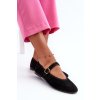 Černé baleríny z eko-semiše se zapínáním na přezku Anlofi (Veľkosť 36)