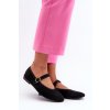 Černé baleríny z eko-semiše se zapínáním na přezku Anlofi (Veľkosť 36)
