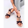 Dámske čierne sandále z eko kože s kamienkami na bežný deň, kód produktu GG37