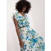 Dámske modré šaty s podtlačeným vzorom z polyesteru a elastanu, kód produktu DHJ-SK-N13198-3.05P