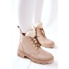 Béžové dámske členkové topánky z prírodnej kože na rovnej podrážke, kód produktu 9999/11/DEGA MIŚ L.BEIGE