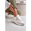 Biele dámske tenisky z eko kože na rovnej podrážke, kód produktu 2L0-YD7805-01 WHITE