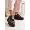 Dámske čierne kožené tenisky na plošine s prírodnou kožou, kód produktu 4585 CZARNY