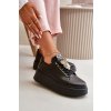 Dámske čierne kožené tenisky na plošine s prírodnou kožou, kód produktu 4585 CZARNY