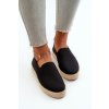 Čierne dámske textilné espadrilky na platforme s rovnou podrážkou, kód produktu 24TX02-7698 BLACK