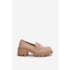 Dámske béžové poltopánky z eko kože na bloku, kód produktu 68222 BEIGE
