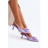 Dámske fialové lodičky na ihlovom podpätku s textilným vrchným materiálom, kód produktu K234 PURPLE