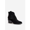 Členkové topánky na podpätku  čierne kód obuvi HY42-127 BLACK (Veľkosť 37)