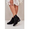Členkové topánky na podpätku  čierne kód obuvi HY42-127 BLACK (Veľkosť 37)