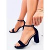 Dámske čierne elegantné sandále z eko semišu na 6-9 cm podpätku, kód produktu 1-221