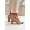 Béžové dámske kožené lodičky na stĺpovom podpätku s špičkou, kód produktu 2832/264-972