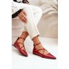Dámske baleríny se špičatými prsty a křížovými pásky bordové violra / P-1396 WINE RED (Veľkosť 36)