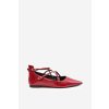 Dámske baleríny se špičatými prsty a křížovými pásky bordové violra / P-1396 WINE RED (Veľkosť 36)