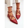 Dámske baleríny se špičatými prsty a křížovými pásky bordové violra / P-1396 WINE RED (Veľkosť 36)