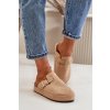 Dámske béžové šľapky z eko semišu na plošine s nastaviteľným remienkom, kód produktu TL8-123 KHAKI
