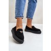 Čierne dámske semišové mokasíny na rovnej podrážke s brožou, kód produktu 6680 BLACK