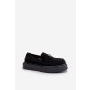 Čierne dámske semišové mokasíny na rovnej podrážke s brožou, kód produktu 6680 BLACK