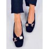 Čierne dámske baleríny z eko semišu na bežný deň s okrúhlou špičkou, kód produktu W03