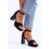 Čierne dámske semišové sandále na stĺpovom podpätku, kód produktu EL-803 BLACK