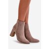 Členkové topánky na podpätku  béžové kód obuvi NS331 TAUPE (Veľkosť 40)