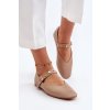 Béžové dámske balerínky z eko kože s prackou, rovná podrážka, kód produktu 6690 KHAKI