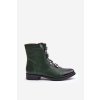 Zelené dámske členkové topánky na rovnej podrážke s eko kožou, zips, ASA62-30 ZIELONY