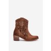 Dámské Botky Na Podpatku S Vzorovaným Děrováním Hnědé Lewski 3394/2 (Veľkosť 39)