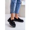 Čierne dámske mokasíny z eko semišu na rovnej podrážke s detailom, kód produktu TL276N BLACK