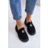 Čierne dámske mokasíny z eko semišu na rovnej podrážke s detailom, kód produktu TL276N BLACK