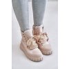 Béžové dámske členkové topánky z eko semiše na plošine so zipsom, kód produktu 24BT26-7929 BEIGE