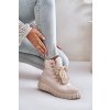 Béžové dámske členkové topánky z eko semiše na plošine so zipsom, kód produktu 24BT26-7929 BEIGE
