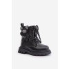 Detské členkové topánky  čierne kód obuvi 7511-2A/3A BLACK (Veľkosť 26)