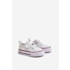 Detské tenisky z textiluní na suchý zips biele daloma / 801-1B/2B/3B WHITE (Veľkosť 18)