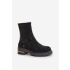 Čierne dámske členkové topánky z eko semišu na rovnej podrážke s vystuženou pätou, LG866 BLACK
