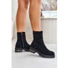 Čierne dámske členkové topánky z eko semišu na rovnej podrážke s vystuženou pätou, LG866 BLACK