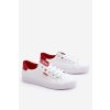Dámske biele tenisky z eko kože na rovnej podrážke, kód produktu EE274311 WHITE RED