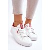 Dámske biele tenisky z eko kože na rovnej podrážke, kód produktu EE274311 WHITE RED