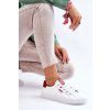 Dámske biele tenisky z eko kože na rovnej podrážke, kód produktu EE274311 WHITE RED