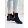 Členkové topánky na podpätku  čierne kód obuvi LH131 BLACK (Veľkosť 39)