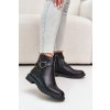 Zateplené boty na plochém podpatku s ozdobným páskem černé Calzina (Veľkosť 36)