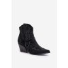 Zdobené Botky Kavalírky Na Podpatku Černé Kaivina (Veľkosť 37)